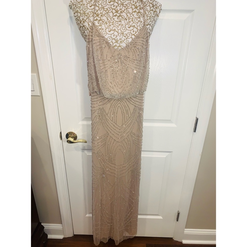 Elegant modest  Shiny Women’s gown nude color
